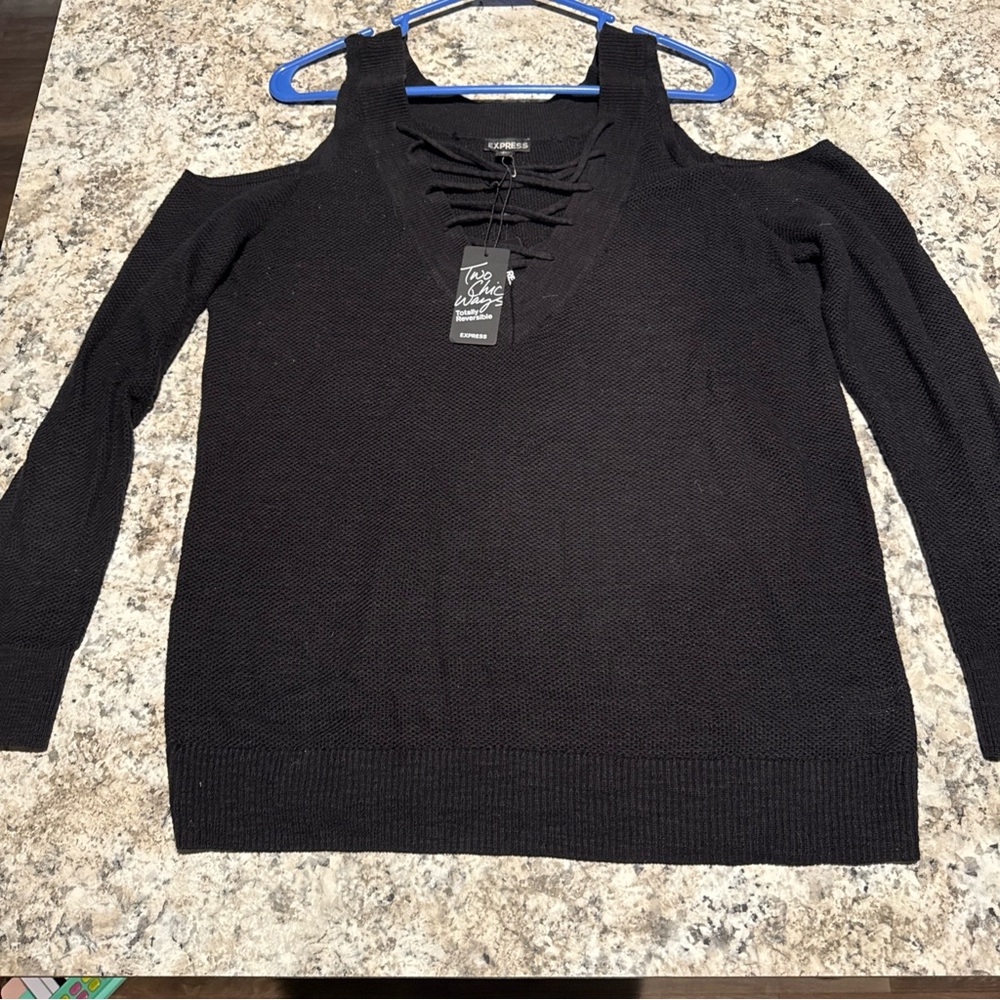 Express Black Off-the-Shoulder Sweater